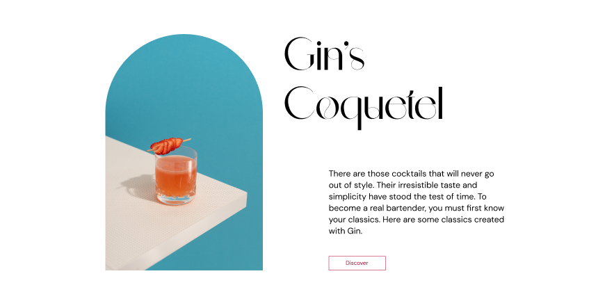 Page d'accueil du site de cocktails