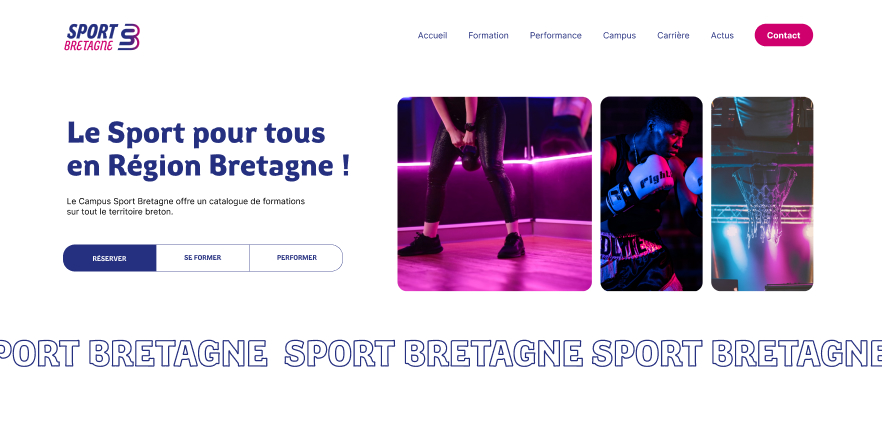 Page d'accueil du site Sport Bretagne